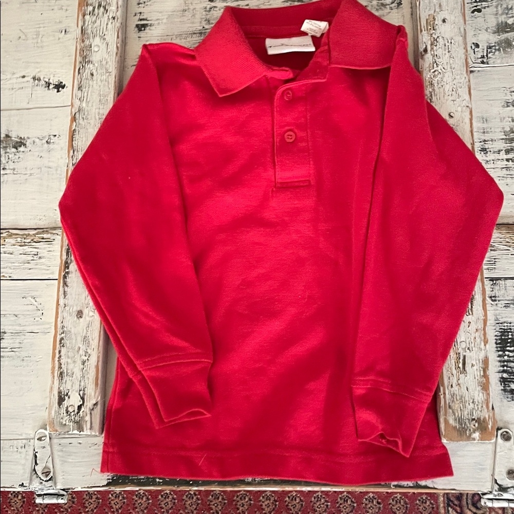 Tom Sawyer boys’ size 5-6 red long-sleeved polo shirt